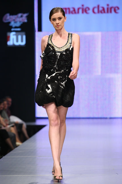 Silvia Șerban's little black dress in its short form, Marie Claire Romania launch, 2008