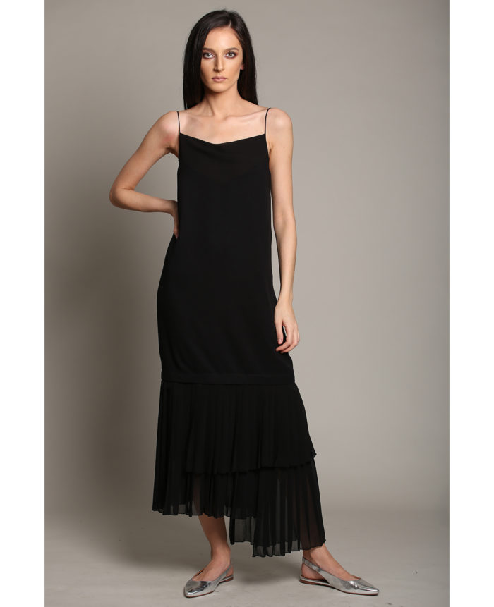 Dress with Detachable Pleated Veil Ruffle