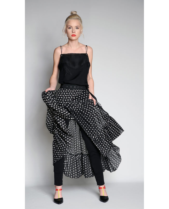 Black And White Dots Skirt