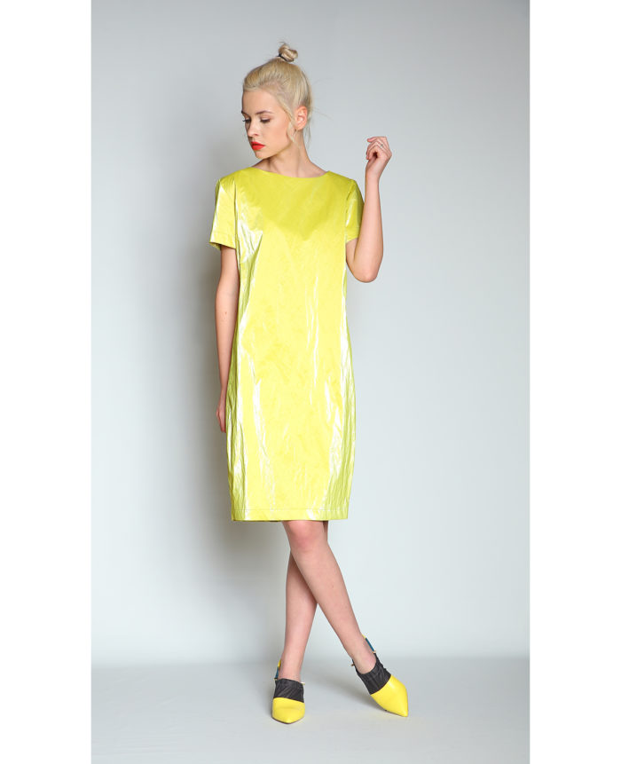 "Wet Look" Yellow Dress