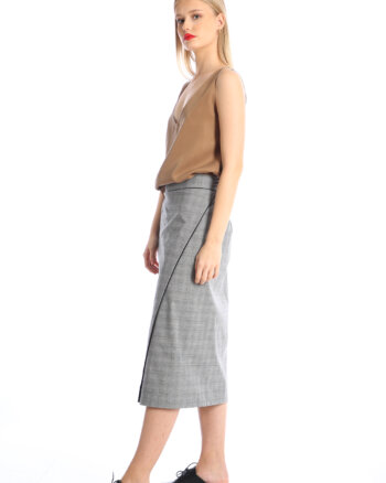 Checkered Grey Side Over Side Skirt