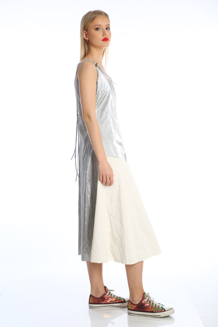 Adjustable Braces Dress – Silver/White