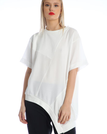White Tencel and Cotton T-shirt