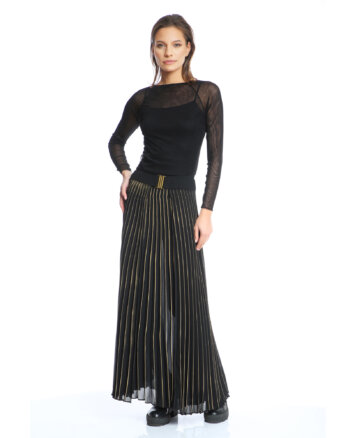 Black/Gold Pleated Panels Skirt