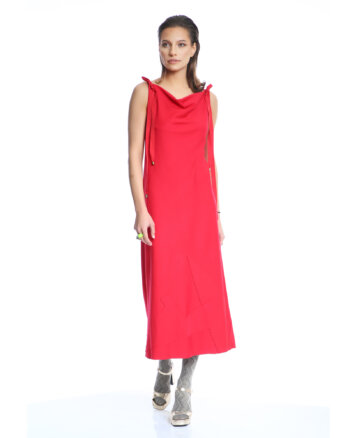 Widespreaded Red Jersey Dress