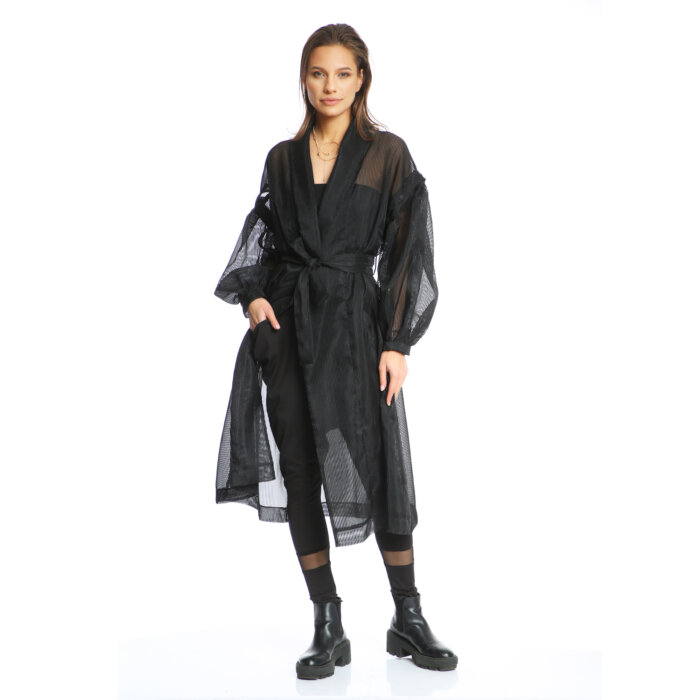 Organza Trench with Detachable Sleeves