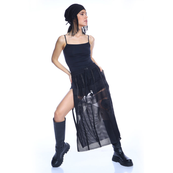 Black Net Apron Skirt