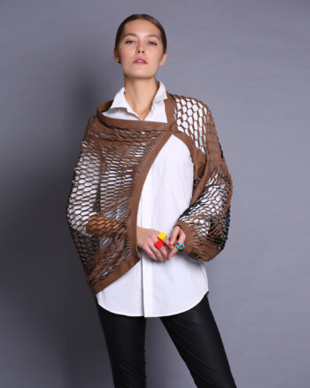 Camel Leather 3D Scarf