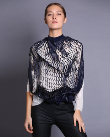 Navy Leather 3D Scarf