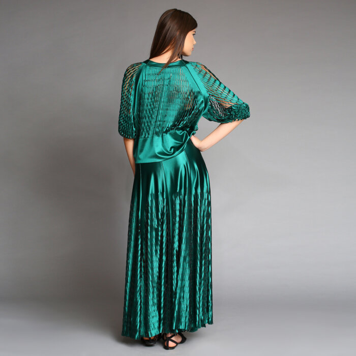 Breathtaking Laser Cut Green Paneled Skirt