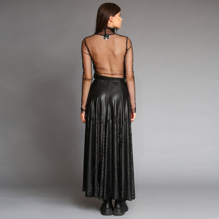 Laser Cut Leather Paneled Skirt