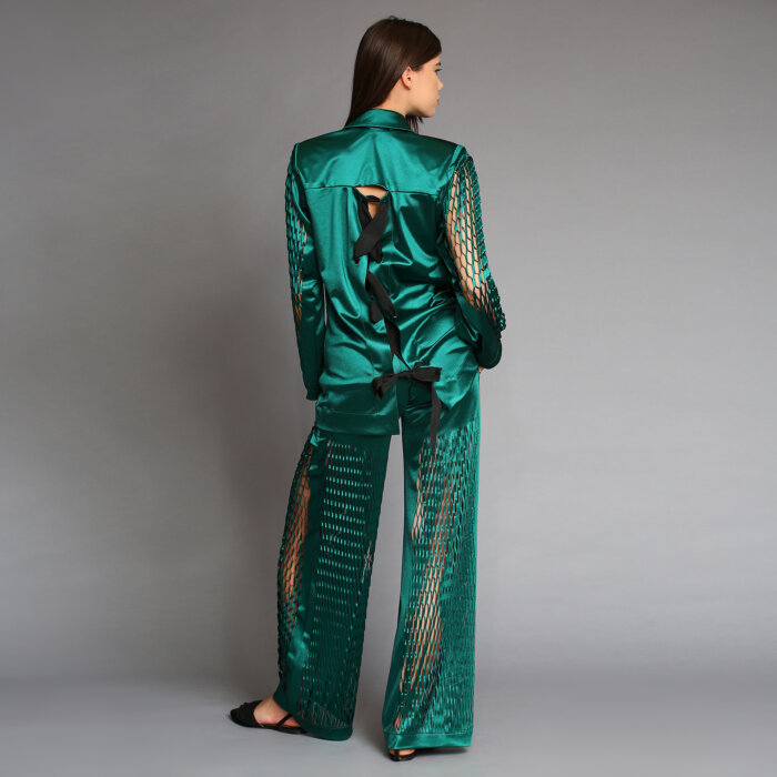 Zig-Zag Lasercut Green Suit