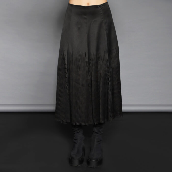 Midi Black Laser Cut Paneled Skirt