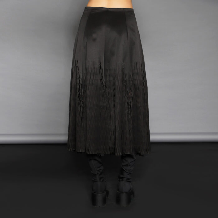 Midi Black Laser Cut Paneled Skirt